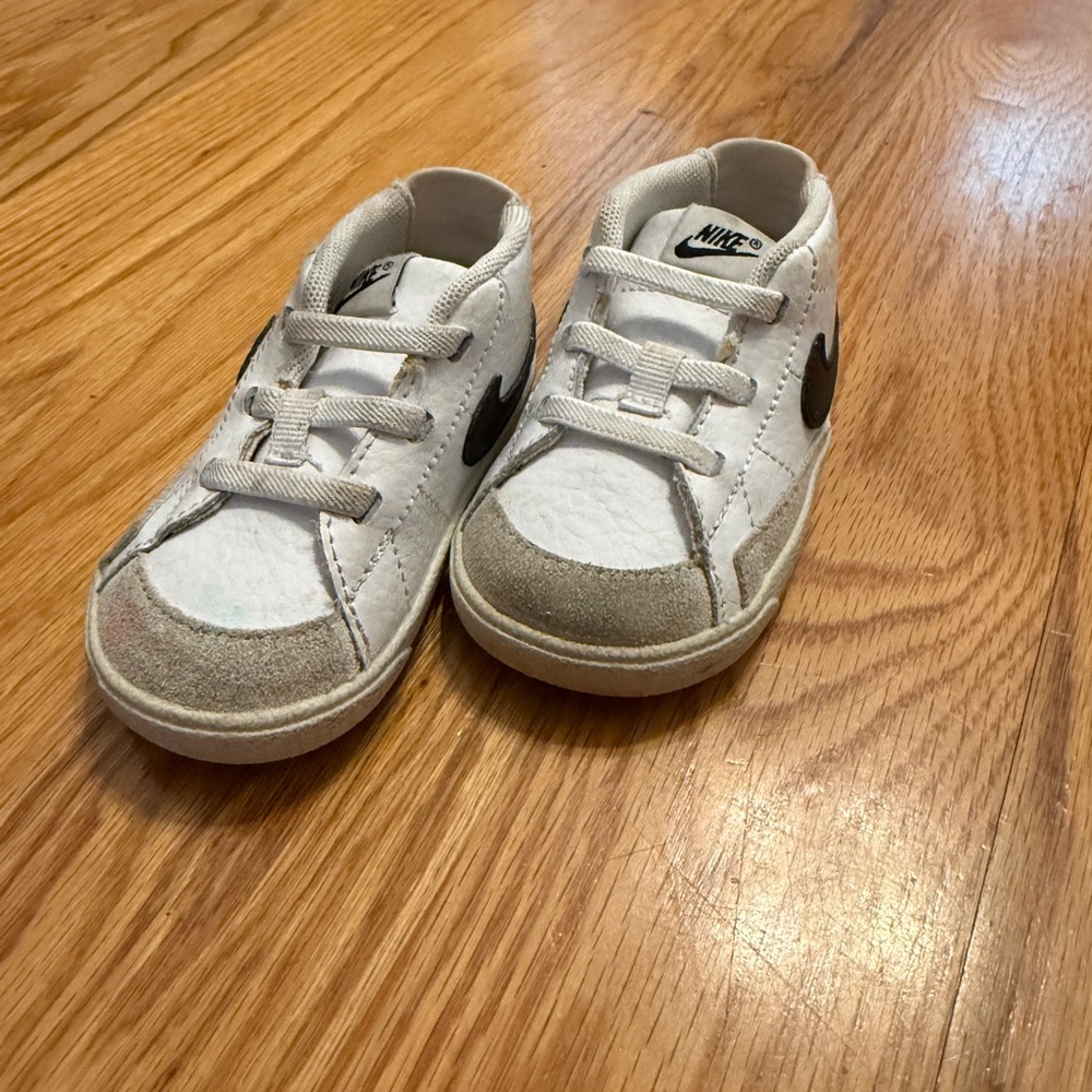 Nike Kids White Sneakers with Gray and Black Accents